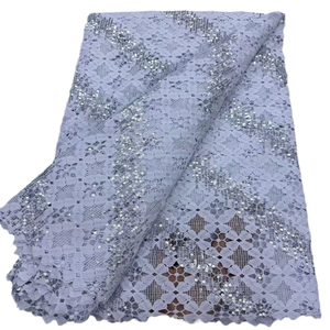 Tela de encaje africana de guipur con lentejuelas de ancho completo, elegante, sexy, de lujo, tradicional, hueca, de seda de leche, bordada, vintage, romántica, para bolsos - Product Image 1