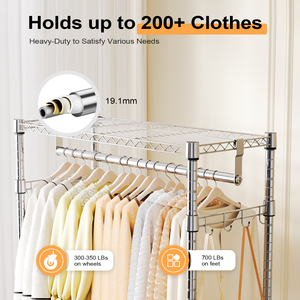 MZG Porte-vêtements roulant robuste sur mesure à 3 niveaux, pour rangement de vêtements et penderie mobile - Product Image 5