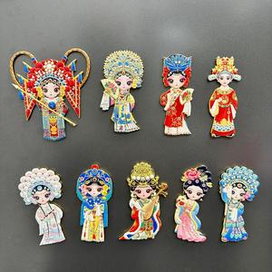 Aimant de réfrigérateur en métal, motif masque d'opéra de Pékin, avec motifs Mu Guiying, Guan <span class=keywords><strong>Yu</strong></span>, Yang Guifei, 7-9 cm, cadeau touristique créatif et culturel - Product Image 2