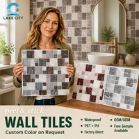 Papier peint adhésif 3D effet mosaïque marbre, étanche, en PET, pour salle de bain et décoration intérieure (pour location)