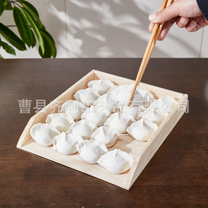 Dumpling Tray Wooden Rectangle Stackable Home Use <b>Freezer</b> Storage Box - Product Image 1