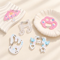 Porte-clés et breloque de sac en acrylique style japonais Kawaii, motif note de musique, patte de chat, aile d'ange, avec mousqueton, pour sac à main et sac à dos