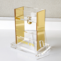 Station de lavage des mains rituelle juive Mayim Achronim en acrylique transparent de luxe personnalisée, cadeau moderne pour le Shabbat avec garniture dorée