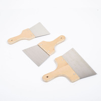 Ensemble professionnel de grattoirs et spatules à plâtre en acier inoxydable avec manche en bois pour la décoration murale – Outils à main