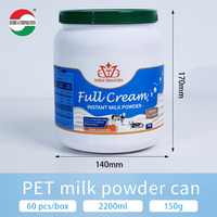 Pot en plastique PET blanc de 2200 ml de qualité alimentaire, avec bouchon à vis, impression personnalisée, pour poudre de protéines de lait, conteneurs recyclables, directement de l'usine