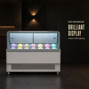 Vitrine Réfrigérée Commerciale Autonome en Acier Inoxydable 10/12/14 Bacs pour Gelato, avec Verre Trempé, Idéale pour Kiosque de Centre Commercial - Product Image 3