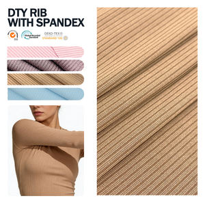 Tela de punto acanalado DTY con elastano, material de poliéster acanalado DTY sólido, duradero y cómodo para la producción de prendas de vestir - Product Image 1