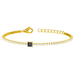 Square CZ Tennis <b>Bracelet</b> | 18K PVD Gold Stainless Steel Adjustable Chain | Minimalist Waterproof Jewelry for Women | No Fading - Product Image 5