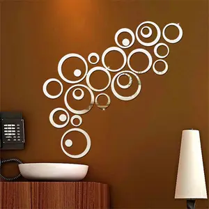 24Pcs Cirkels Diy Home Decoratieve Acryl Waterdichte Spiegel 3d Stickers