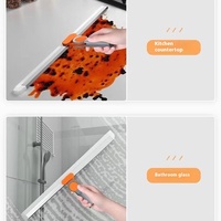 Balai à franges avec manche en plastique et acier Balai à eau Grattoir Outil de nettoyage de salle de bain pour sols et murs Utilisation en cuisine