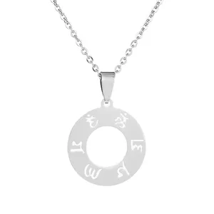 Stainless Steel Jewelry Six Word Om Mani Padme Hum S Round Pendant Necklace For Men/Women Buddhism Bijoux Jewelry Femme