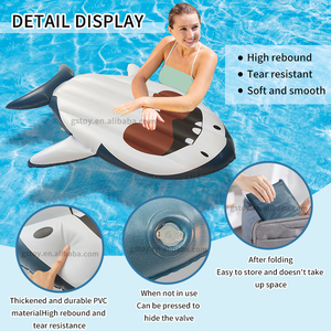 Flotador Inflable de Tiburón para Niños, Diversión Acuática, Colchoneta Flotante de PVC, Tubo Flotante para Piscina - Product Image 3