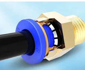 वायवीय फिटिंग निर्माता हवा नली कनेक्टर प्लास्टिक वायवीय भागों बसपा BSPT एनपीटी धागा त्वरित पुश में हवा पाइप कनेक्टर