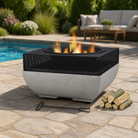 MST MR-OUF-BT-FP-016 Housse de protection en maille pour foyer moderne, base carrée en pierre, ouverture supérieure, 55x55x36cm, pour meubles d'extérieur, bûches de jardin/terrasse