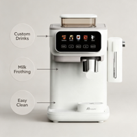 Machine à café expresso Anbolife 2 en 1 électrique 20 bars en acier inoxydable avec moulin intégré, écran tactile, préparation chaude/froide, laitier amovible