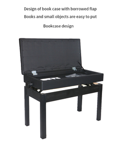 Silla de <span class=keywords><strong>Piano</strong></span> Doble BA-223 de HEBIKUO Factory Outlet, Altura Ajustable, Fácil de Limpiar, de Cuero, Cómoda, con Librero - Product Image 3