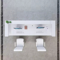 Bureau de réception moderne extensible de luxe blanc pour 2 personnes avec plastique PETG pour usage commercial (bureau, hôtel et centre commercial) Marque ST