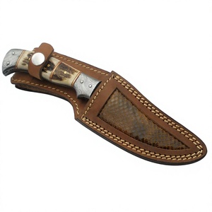 Couteau de chasse de haute qualité en acier Damas, entièrement forgé à la main, personnalisable, avec étui en cuir - Product Image 2