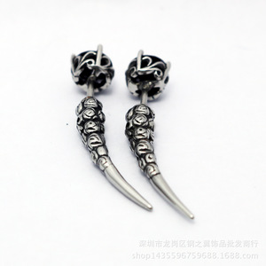 yunnique Spike <b>Stud</b> <b>Earrings</b> <b>Black</b> Zircon Claw Setting Stainless Steel Party Fashion Jewelry - Product Image 2