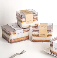 Boîte en plastique transparente portable en PET pour gâteaux, biscuits, mousse, emballage alimentaire, boîte en plastique carrée