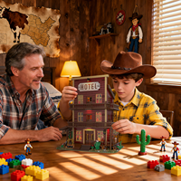 CAYI Old Western Hotel Assemblage 2146PCS Ensembles de blocs de construction avec lumière LED Compatible Moc Cowboy Scene Block Jouets pour enfants