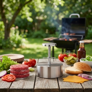 Mini presse à hamburgers manuelle, moule à viande en acier inoxydable de qualité alimentaire, presse à smash burger pour viande, barbecue, cuisine maison - Product Image 1