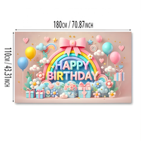 Bannière personnalisée Joyeux Anniversaire 5,9*3,6 pieds, décoration de ballons bleus et roses, toile de fond pour photographie d'anniversaire, pour fête d'anniversaire
