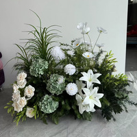 Chemin de table rustique pour mariage, 60 cm, en fleurs artificielles vert sauge, rangée de fleurs blanches et bleues pour allée de mariage