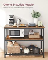 Isla de Cocina Moderna HuaSheng con Amplia Superficie de Trabajo, Mesa de Comedor y Estante de Cocina de 3 Niveles, Construcción Robusta con Paneles Metálicos