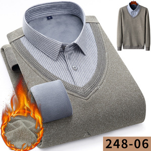 Maglione lavorato a maglia più camicie da <span class=keywords><strong>uomo</strong></span> di <span class=keywords><strong>velluto</strong></span> pesanti e calde nelle camicie da <span class=keywords><strong>uomo</strong></span> invernali - Product Image 5