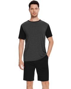 <b>Men's</b> Bamboo Fiber Sleepwear <b>Set</b> Solid Color Casual Loungewear Soft Comfortable Home Wear In-Stock Ready to Ship - Product Image 3