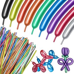 VANTUR Magic Tying Twist Latex Strip <b>Balloons</b> (Metallic Chrome Thick) for Halloween Birthday Mother's Day Decorations - Product Image 1