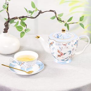 Bone China English <b>Tea</b> <b>Set</b> Coffee Cup and Saucer <b>Set</b> Light Luxury High-End Gift Box Cartoon Cat Design Heat-Resisting - Product Image 4