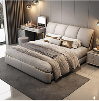 Cadre de lit en bois doux moderne et luxueux HAOYU modèle 6108 avec rangement, design élégant et rembourré, confortable, 1,8 m