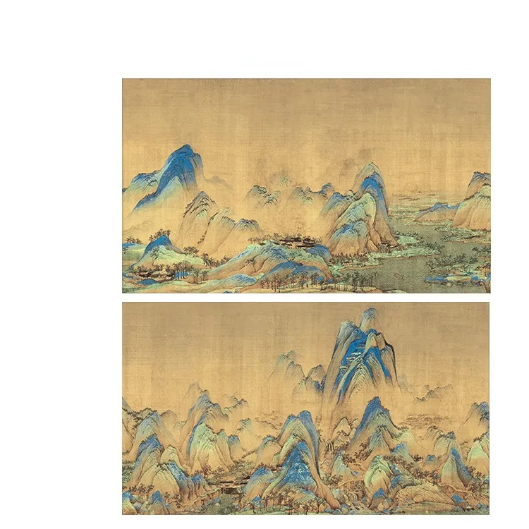 ห้องนั่งเล่นสไตล์จีนโบราณภาพวาดภูมิทัศน์สำนักงานแขวนภาพวาด Qianli Jiangshan ภาพวาดตกแต่ง