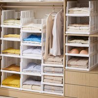 Organisateur de placard en plastique durable et ventilé, étagère de rangement multi-niveaux pour vêtements, lingerie, optimisation de l'espace