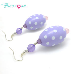 Nouveau bijoux personnalisés cadeau de Pâques fille coloré oeuf en bois boucles d'oreilles pour fille prêt à expédier - Product Image 6