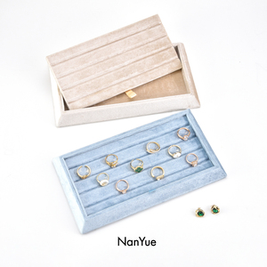 Cổ phiếu bán buôn lớn v rãnh đá quý Kim Cương Trang sức hiển thị Hộp Tùy chỉnh khay Nhẫn xách tay đá quý đồ trang sức container - Product Image 3