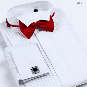 New Arrival Tuxedo French Cuff Men's <strong>Shirt</strong> Solid <strong>Wing</strong> <strong>Collar</strong> 100% Cotton Long Sleeve Dress Formal Wedding <strong>Shirt</strong> for Men - Product Image 3
