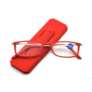 Design Reading Glasses DOISYER New Wholesale Retro Square Presbyopia Glasses Paste Mobile Phone Portable Thin Ultra Light Reading Glasses With Case