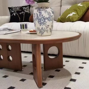 โต๊ะกาแฟหินอ่อนหรูหรา โครงเหล็กกล้าไร้สนิมสีทอง โต๊ะน้ำชาทรงวงรี เฟอร์นิเจอร์ห้องนั่งเล่น - Product Image 4