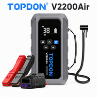 TOPDON V2200Air Démarreur de batterie de voiture 2-en-1 2200 ampères de crête et gonfleur de pneus avec écran LCD numérique et lumière d'urgence