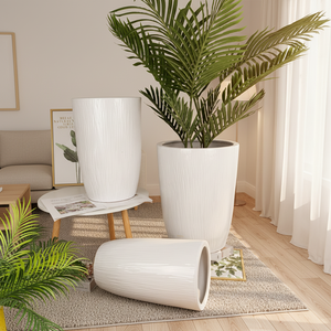 Vente en gros de 3 pots de plantes en céramique pour jardin d'intérieur de tailles moyennes pot rond en céramique pour plantes en pot d'extérieur et d'intérieur - Product Image 3