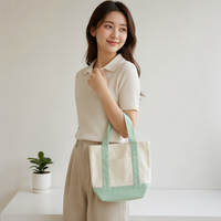 Sac fourre-tout en toile de coton réutilisable avec motif lettres, broderie personnalisée, petit format pour le commerce de détail et l'épicerie