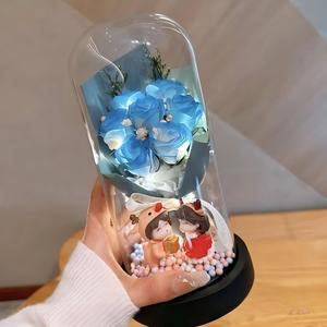 Vendita Diretta dalla Fabbrica, Bellissima Bambola con Fiori Laser Fatti a Mano in Cupola di Vetro, Rose Sbocciate per San Valentino e Qixi - Product Image 5