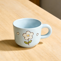 Ensemble de tasses en céramique pour la fête des mères, imprimé floral mignon, tasses à café et à thé avec inscription « Je t'aime maman », tasses roses, bleues et blanches