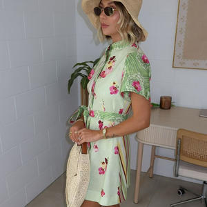 Robe courte imprimée à coupe ample pour femme |   Robe décontractée à manches courtes pour se détendre, faire les courses et porter le <span class=keywords><strong>week</strong></span>-<span class=keywords><strong>end</strong></span> - Product Image 4