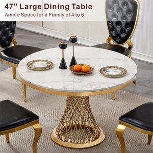 47" <b>Round</b> Marble Top <b>Dining</b> <b>Table</b> Luxury Modern Design Durable Eco-Friendly <b>Dining</b> Room Furniture for Home Hotel Restaurant Use - Product Image 5