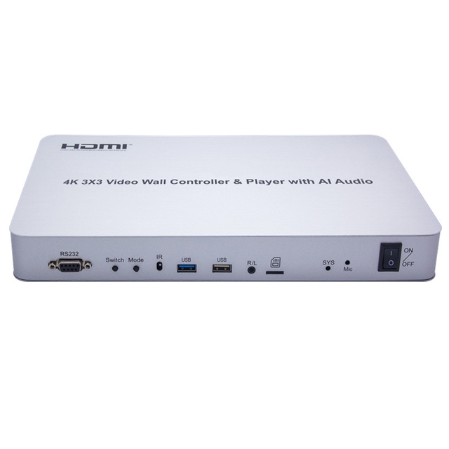4K 3X3 Smart Plug and Play Video Wall Processor Controller Player with AI Audio and USB for Video TV Wall
