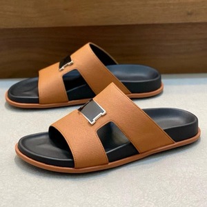 Designer Women Leather Sandals with Metal Buckle Flat Casual Slides Luxury Style Summer <b>Beach</b> <b>Shoes</b> for Lady Casual Slippers - Product Image 4